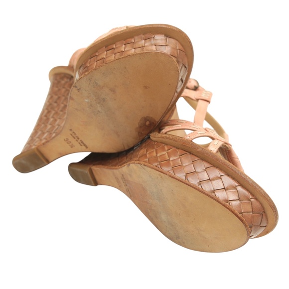 BOTTEGA VENETA Leather Platform Wedge Sandals Sandal INTRECCIATO Pink 38.5 - Picture 11 of 12